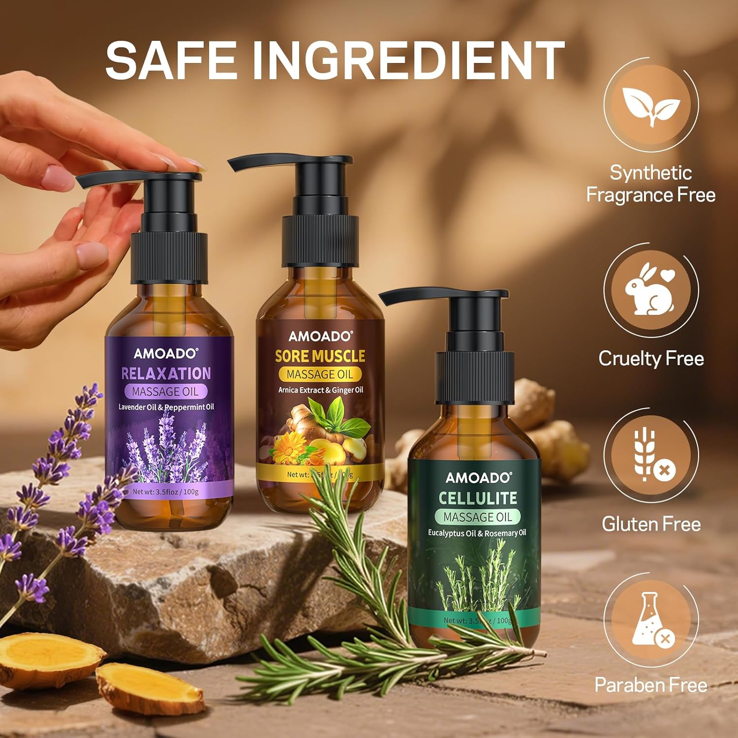 10.5oz Muscle Therapy Massage Oil for All Skin Types with Arnica, Eucalyptus, Lavender Blend - Image 5