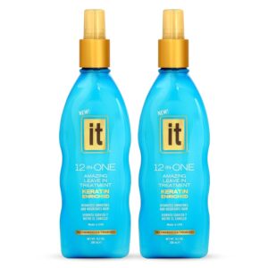 12-in-One Amazing Leave-In Hair Treatment – 2 Pack - Infused with Keratin and Borage Oil to Hydrate Smooth and Nourish Hair - Conditioner Spray Strengthens and Protects Dry & Damaged Hair - IT 12-in-One