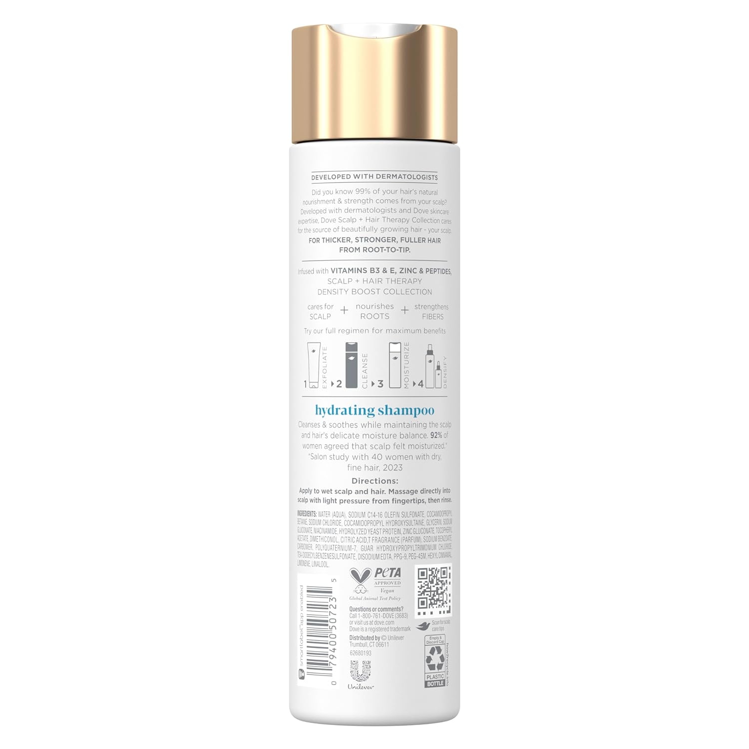 Dove Density Boost Hydrating Shampoo Scalp + Hair Therapy for Gentle Cleansing, with Vitamin B3, Zinc and 0% sulfates, 9.25 oz - Image 2