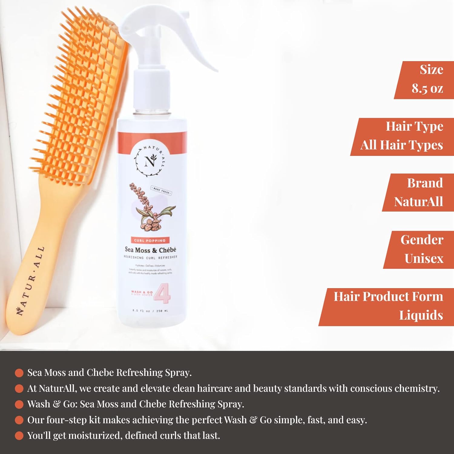 NaturAll Sea Moss & Chebe 8.5 Oz Hydrating Curl Refresher Spray for Curly Hair - Image 6