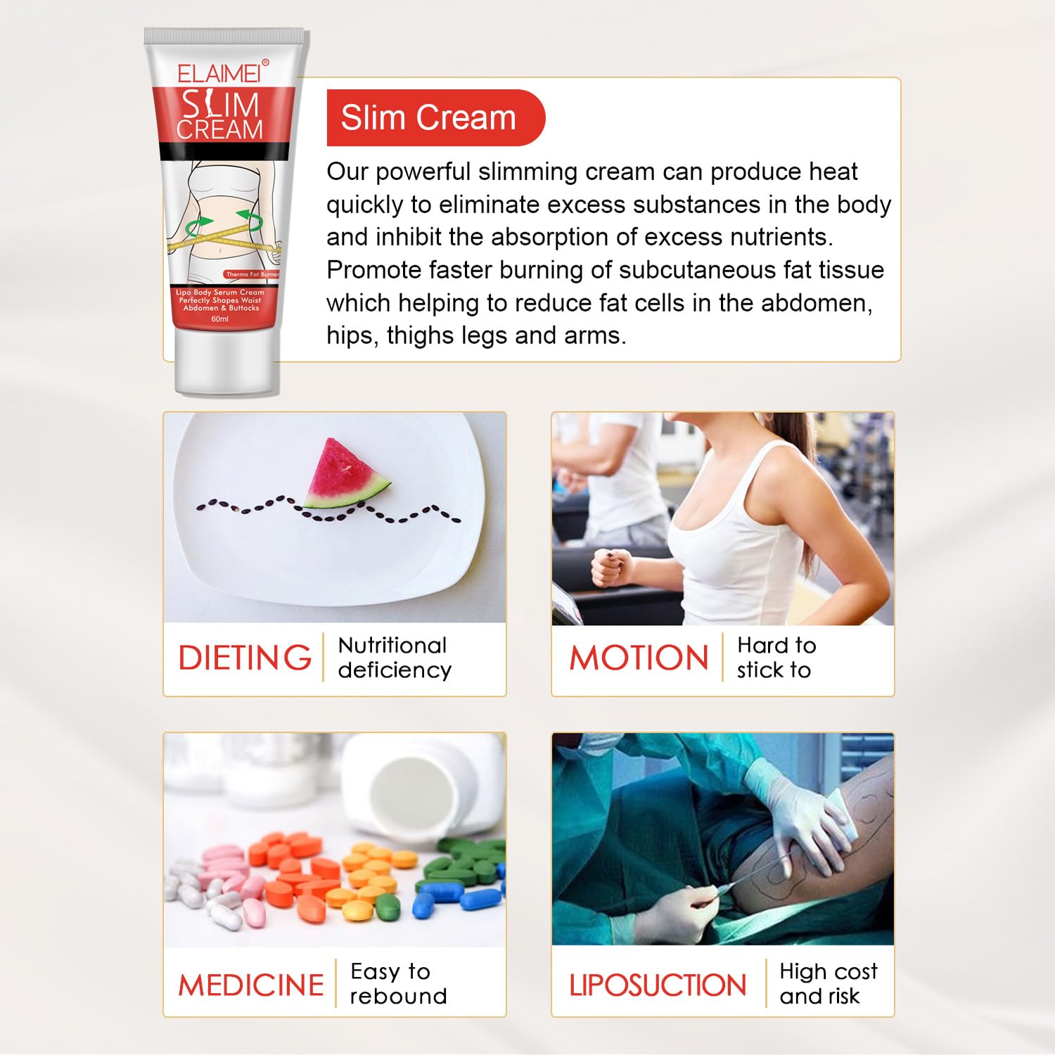 200ml Hot Cream for Belly Slimming Fat Burning Stomach Waist Buttocks - Image 5