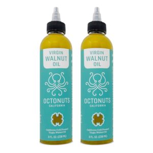 Octonuts Cold Pressed Walnut Oil, 8 ounce, Made with California Walnuts, Plant-based, Keto, Paleo Friendly, Vegan, Gluten Free (Walnut, 2-Pack)