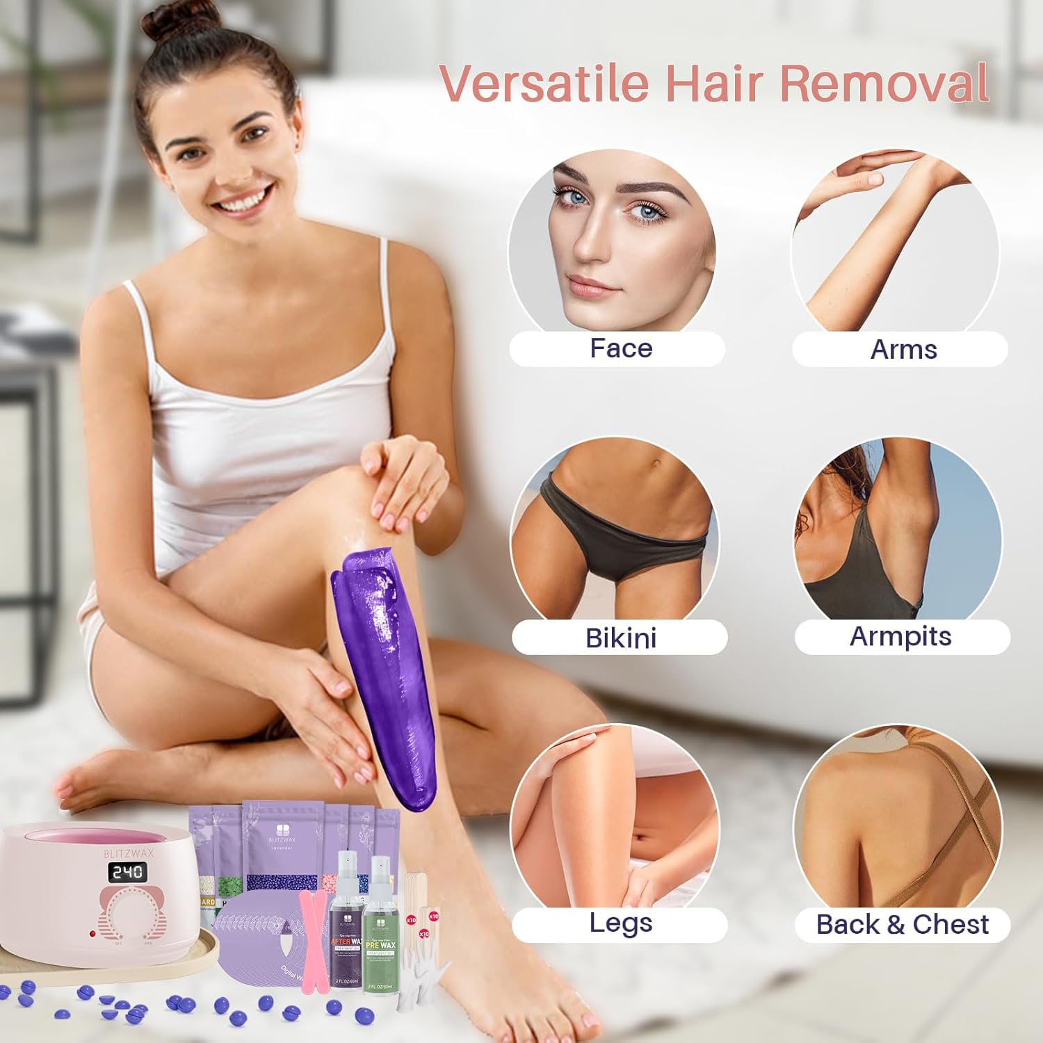 BLITZWAX Hard Wax Warmer Kit for Brazilian and Bikini Waxing, Includes 6 Wax Beads - Image 4
