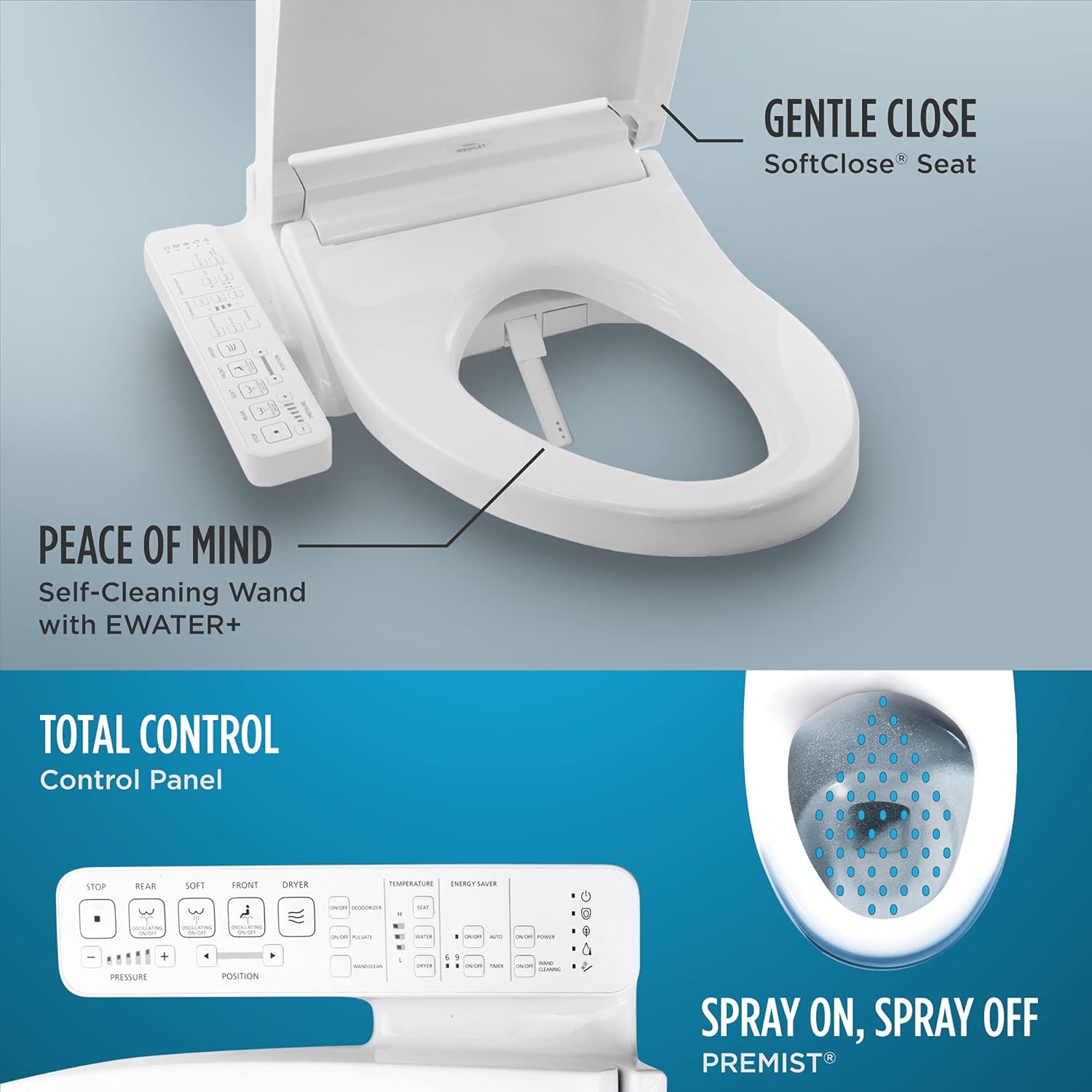 TOTO SW3074#01 WASHLET C2 Electronic Bidet Toilet Seat with PREMIST and EWATER+ Wand Cleaning, Elongated, Cotton White - Image 3