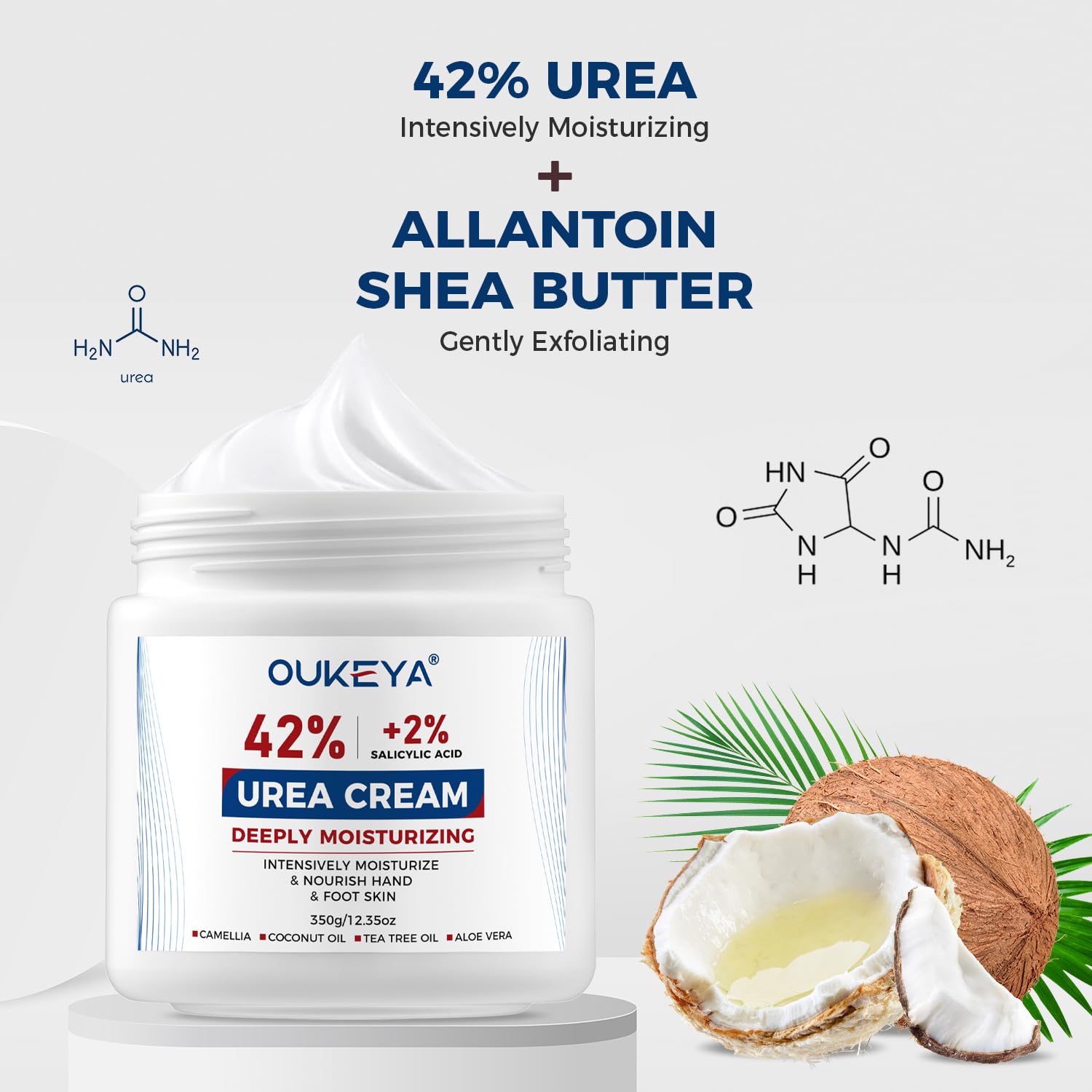 OUKEYA Urea Cream 42% plus Salicylic Acid 2% Net 350g for Dry Cracked Feet, Heels, Knees, Elbows, Hands Repair Treatment.Moisturizes and Removes Corns,Calluses,Dead Skin,and Softens Toenails - Image 3