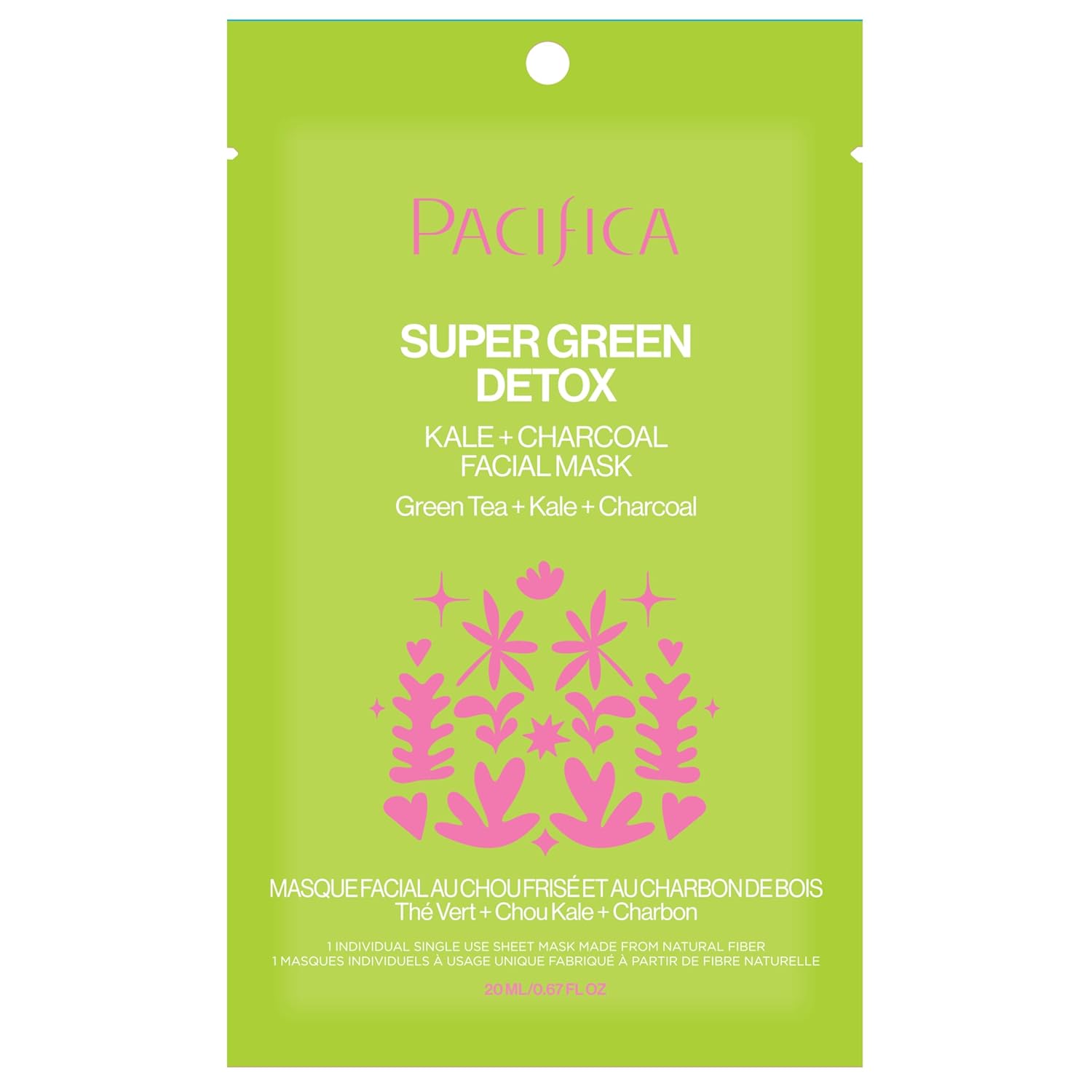 Pacifica Super Green Detox 6 oz Sheet Mask Charcoal Kale Clay for Oily Skin - Image 11