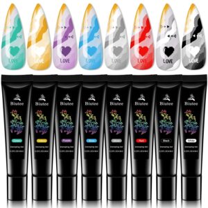 Nail Stamping Gel Polish, 8 Colors Stamping Polish Red Black White Purple Blue Silver Soak Off Printed Polish UV Stamp Nail Polish for Nail Stamp Plate Stamper DIY Nail Art Design
