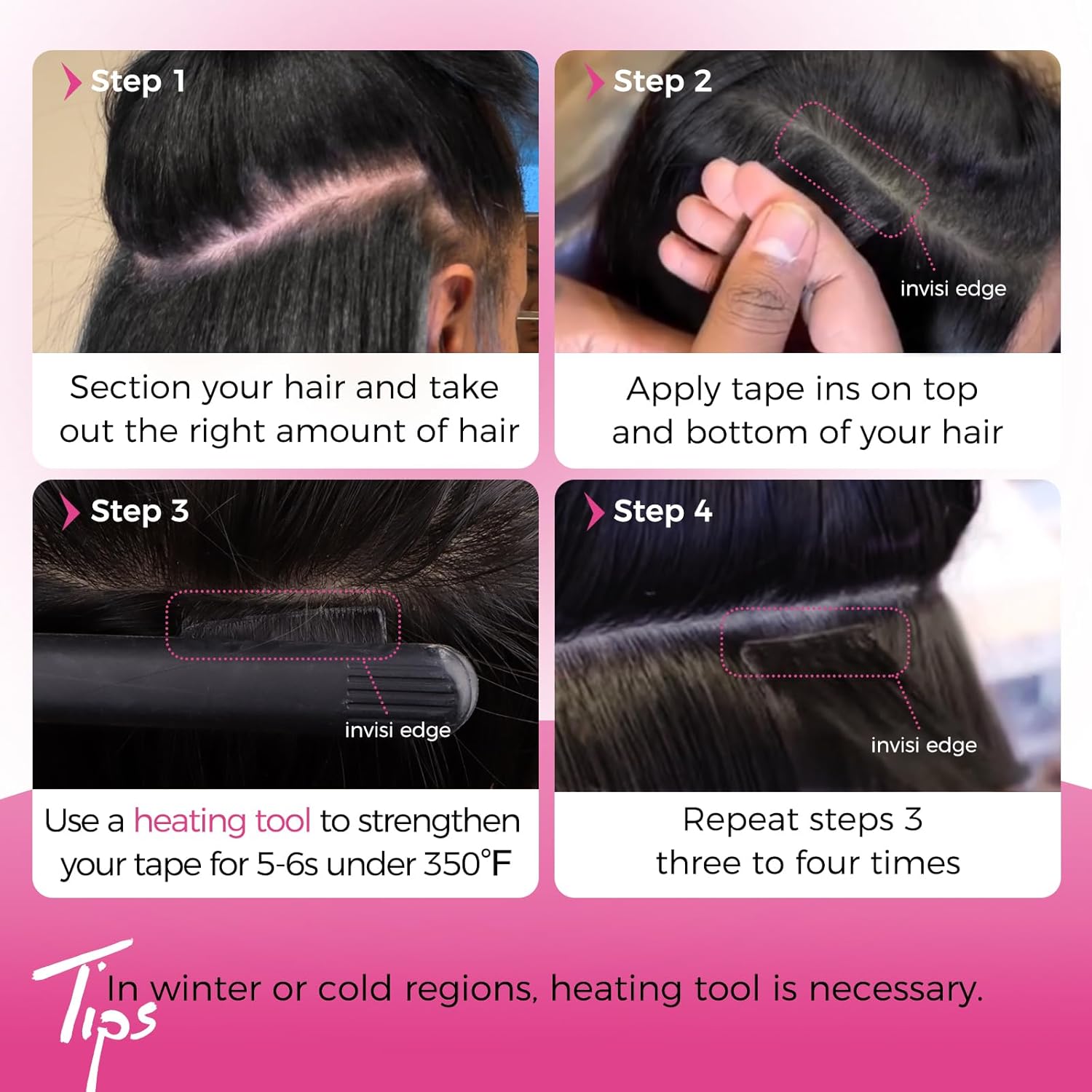 Lashey Invisi Edge Tape in Hair Extensions Human Hair, Natural Black 16 inch 50g Body Wave, 10pcs Injected with 10pcs Classic Tape ins, Real Virgin Human Hair Invisible Seamless Tape in Extensions - Image 8