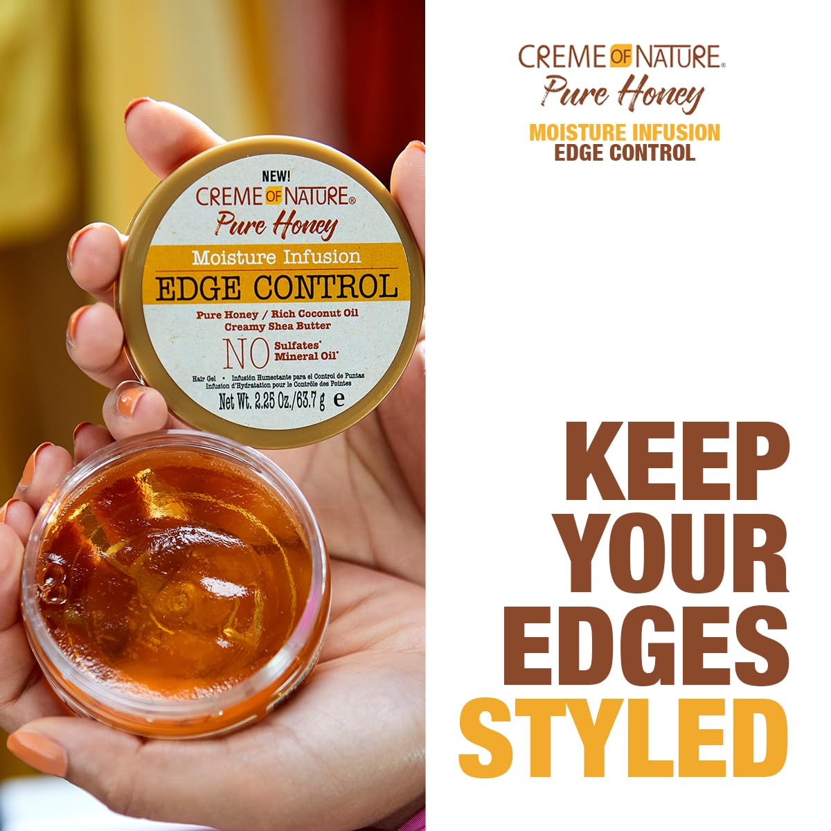 Moisture Infusiuon Edge Control by Creme of Nature, Pure Honey, Coconut Oil and Shea Butter Formula, 2.25 Oz - Image 4
