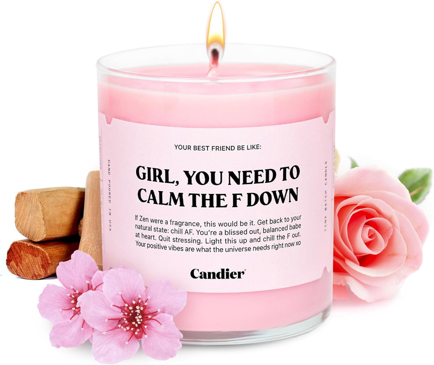 Ryan Porter Calm The F Down Soy Wax Candle - 100% Natural Vegan Cherry Blossom Magnolia Decor Glass - Image 6