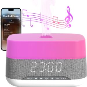 300ml Essential Oil Diffuser with Bluetooth Speaker & Alarm Clock - Aromatherapy Humidifier, 7 Color LED Night Light, Dimmable Display, Auto Shut-Off - Ideal for Bedroom, Home, Office & Yoga