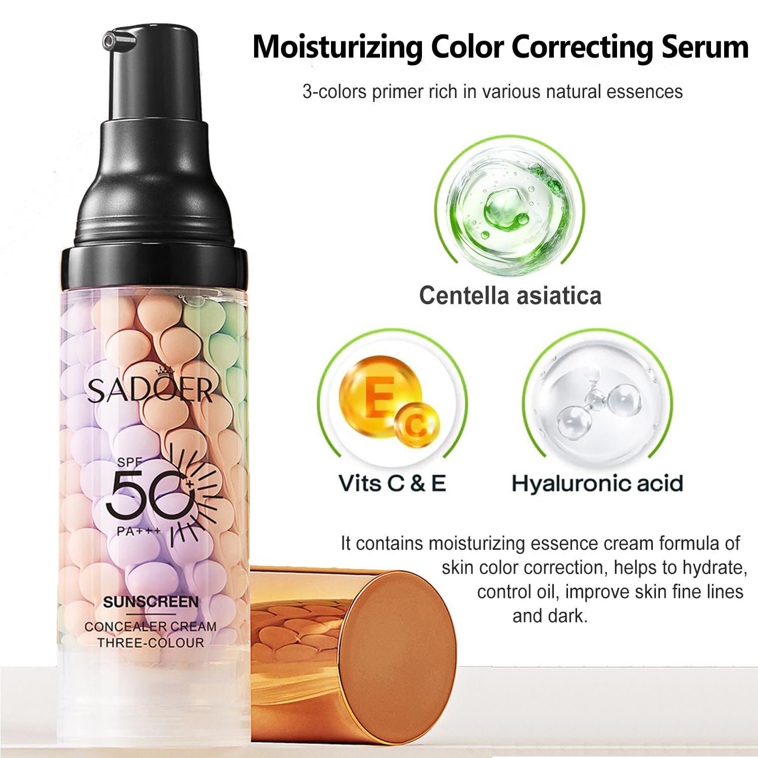 Firstfly Color Correcting Makeup Primer SPF 50 30ml Moisturizer with Brush - Image 6