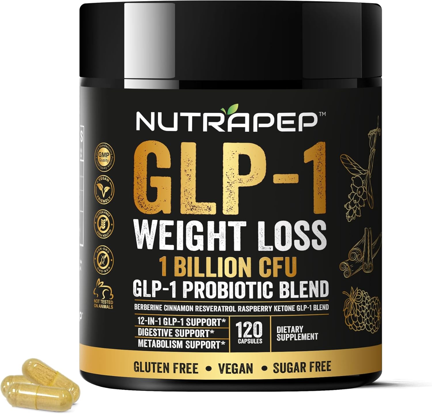 GLP-1 Probiotic Weight Loss Support Supplement - GLP 1 Booster with Berberine for Support Fat Burn