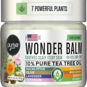 Tea Tree Oil Balm, Extra Strength, Pair Well with Jock Itch Cream, Spray, Athletes Foot, Ringworm Cream for Human, Rash Cream, Fast Acting for Dry, Itchy Skin, Plant Powered Wonder Balm