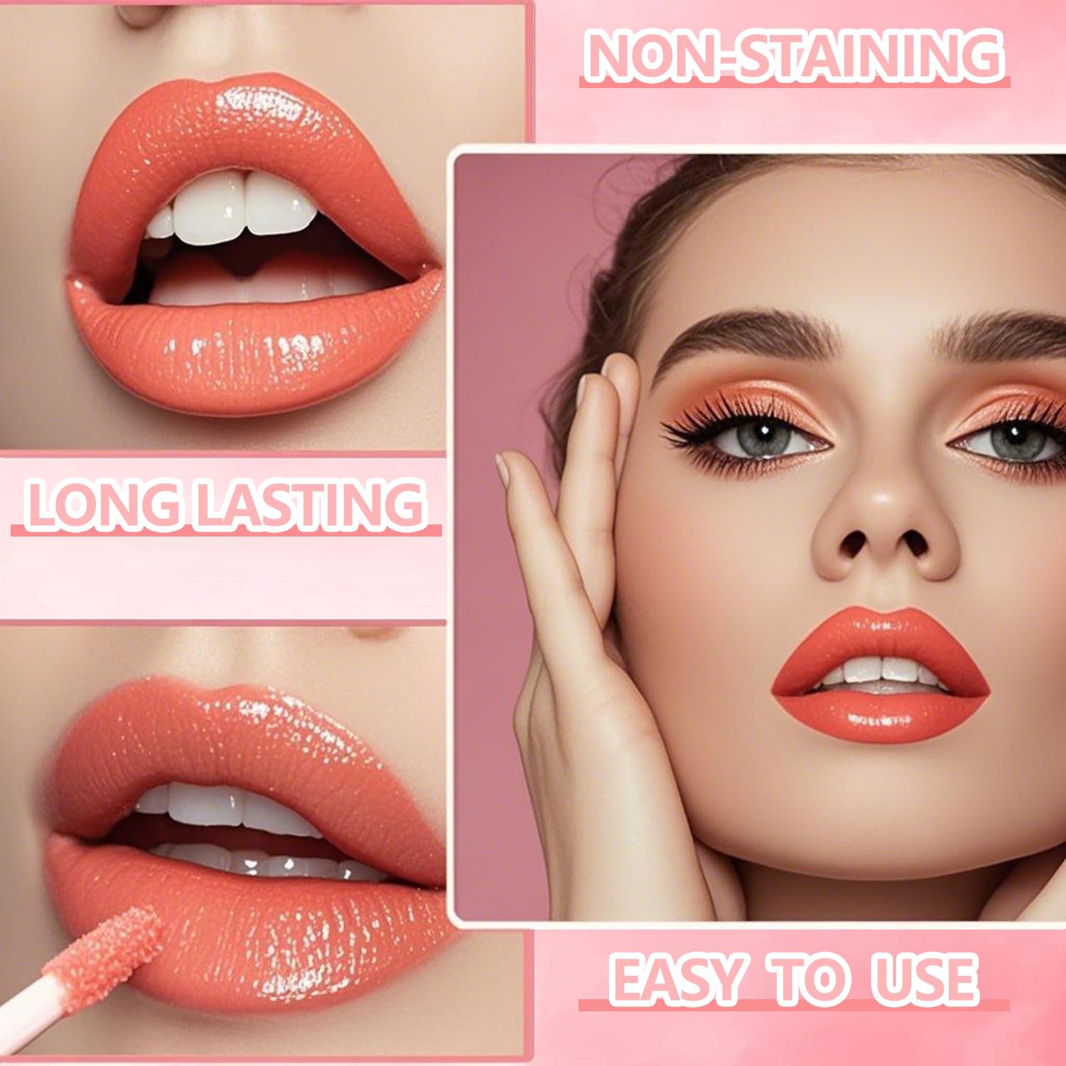 6 Colors lemon Lip Tint Stain Set, Korean Velvet Lip Stain Lip Gloss Lip Tint Stain Mini Liquid Lipstick, Long lasting Waterproof Non-Stick Cup Multi-Use Lip and Cheek Tint, High Pigment, Vivid Color - Image 4