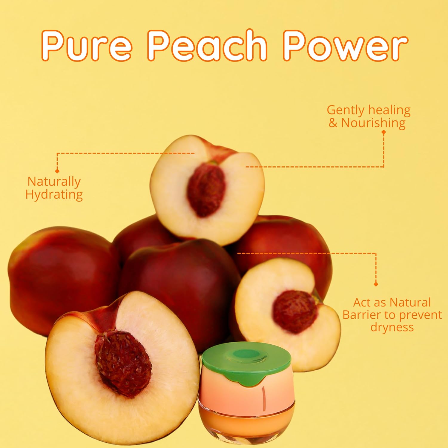 Bee Balm Peach Lip Balm 0.15 oz Hydrating Balm for Dry Chapped Lips with Honey Vitamin E - Image 6
