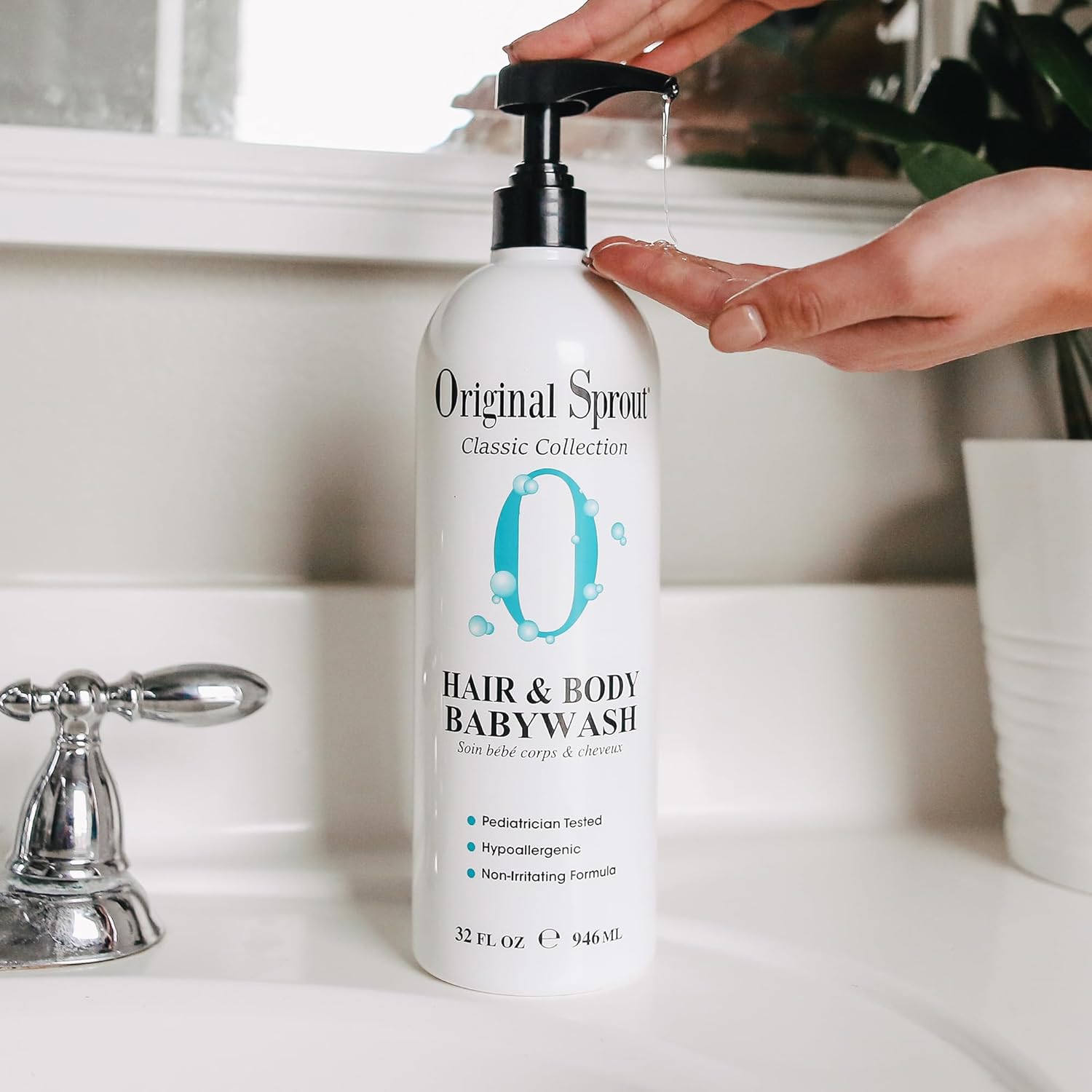 Original Sprout Baby Shampoo and Body Wash, Hypoallergenic Formula with Organic Calendula & Rosemary for Sensitive Hair & Skin, 32 oz. Bottle - Image 2