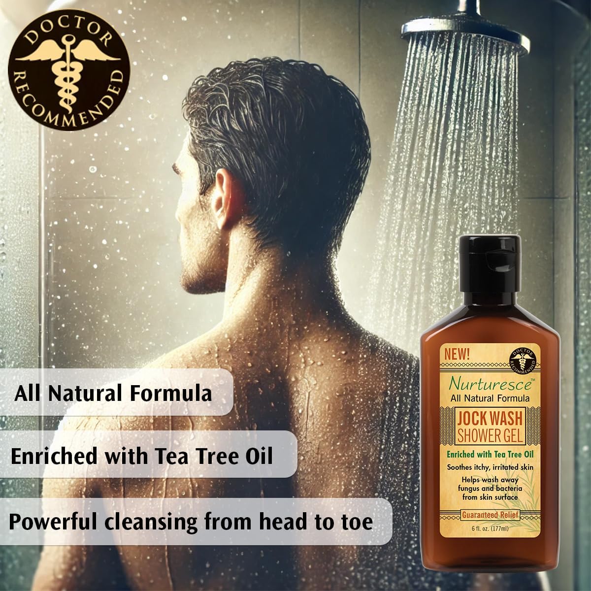 PediFix Nurturesce 6 oz Tea Tree Oil Anti-Fungal Jock Wash Shower Gel - Image 2
