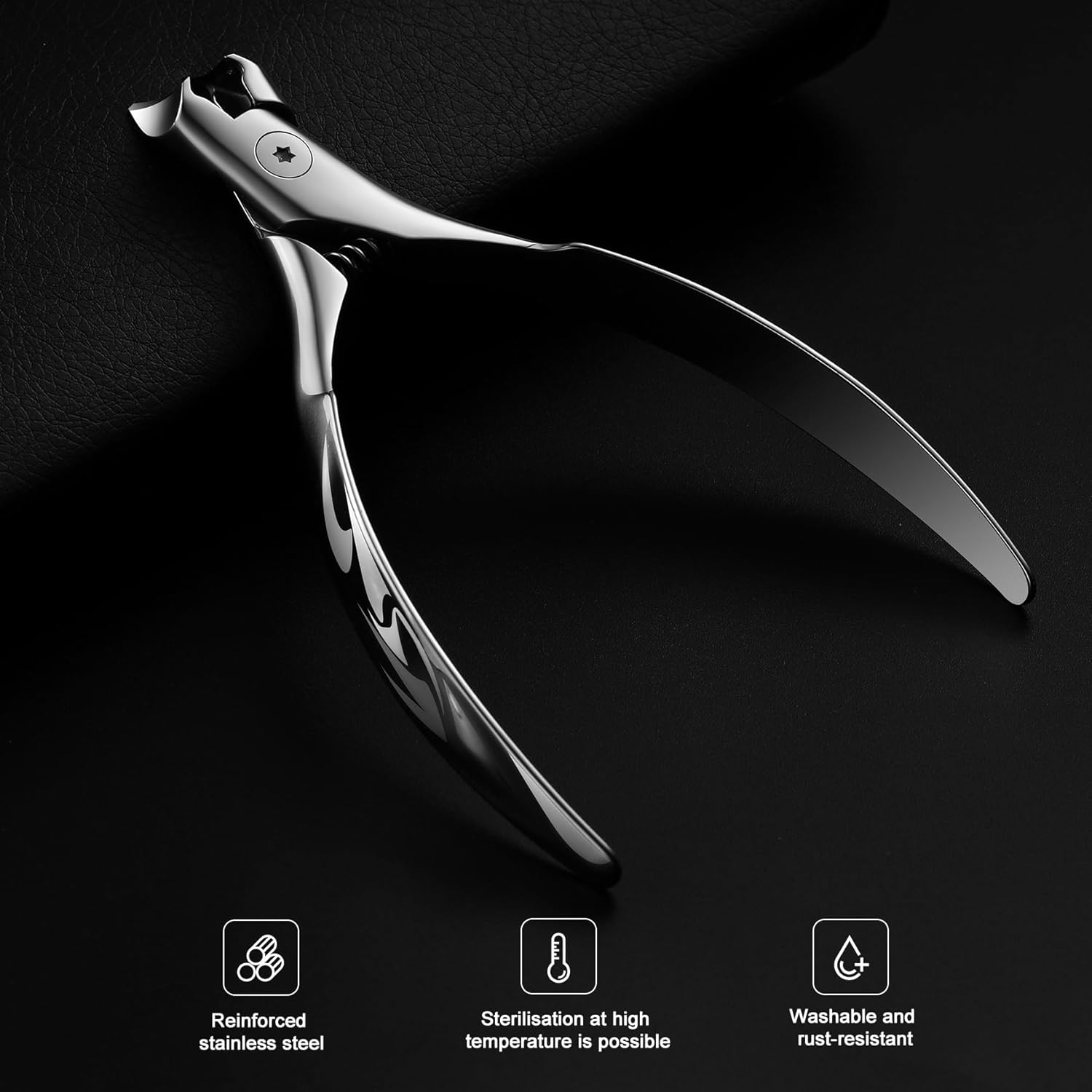 FERYES Wide Jaw Thick Toenail Clippers Thick Toenails - Precision Stainless Steel Toe Nail Clippers for Thick Nails for Seniors with Catcher - Silver - Image 7