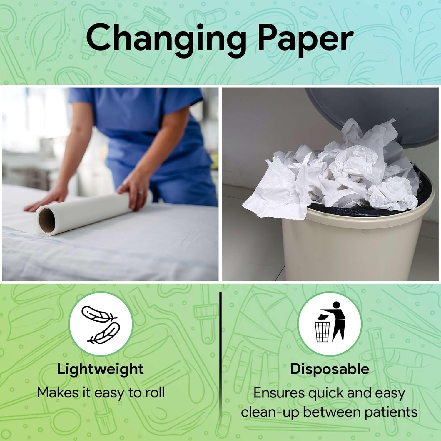 Medical Exam Table Paper 17"x125 Feet - 1 Roll of Disposable White Table Paper Rolls for Doctor's Offices, Chiropractors, and More - Latex Free Bed Sheet - Image 3