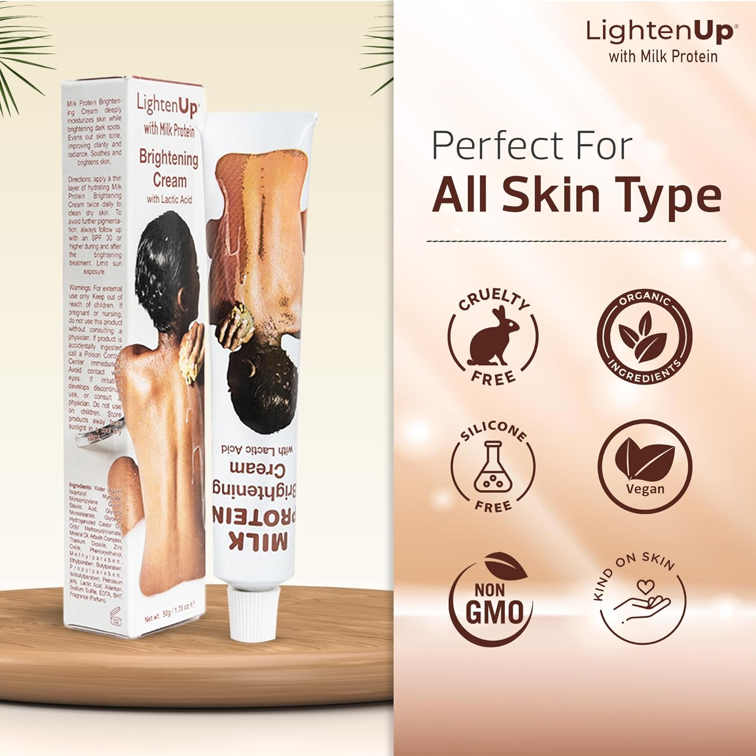 OMIC Lighten-Up Lactic Acid Cream - 1.7 Fl oz / 50 ml - Skin Brightening Cream, AHA Cream, Helps Even Skin Tone - with Vitamin C & Shea Butter - Image 6