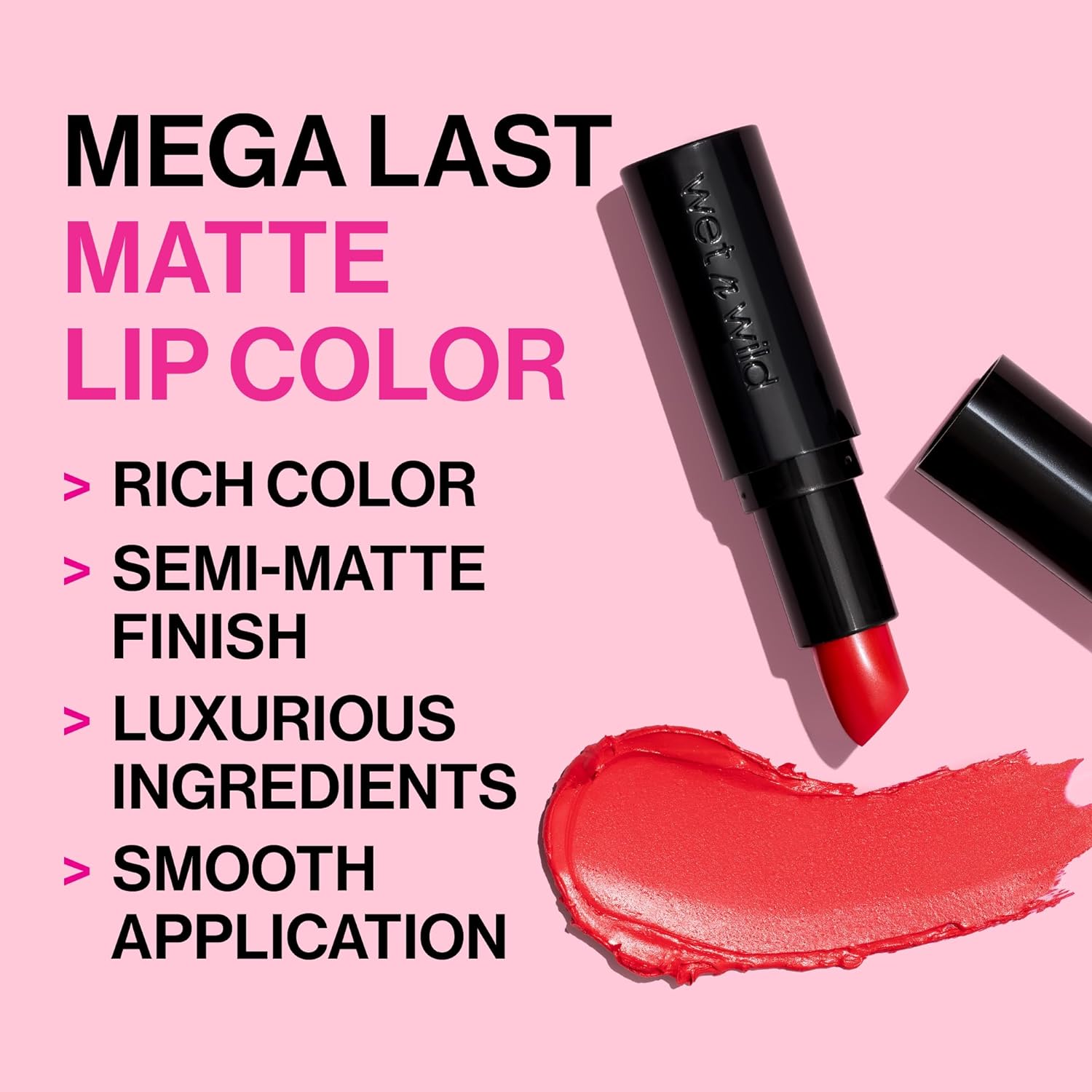 wet n wild Mega Last Matte Lip Color, Semi Matte Hyaluronic Acid Infused, Long Lasting Full Coverage for a Nourishing Pout, Cruelty-Free & Vegan - Think Pink - Image 2