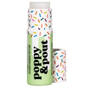Poppy & Pout Birthday Cake Jumbo Lip Balm | All Natural Lip Balms & Moisturizers | Hydrates with Beeswax, Vitamin E, Organic Coconut Oil | Cruelty-Free | Lip Balm in Recyclable Cardboard Tube (Green)