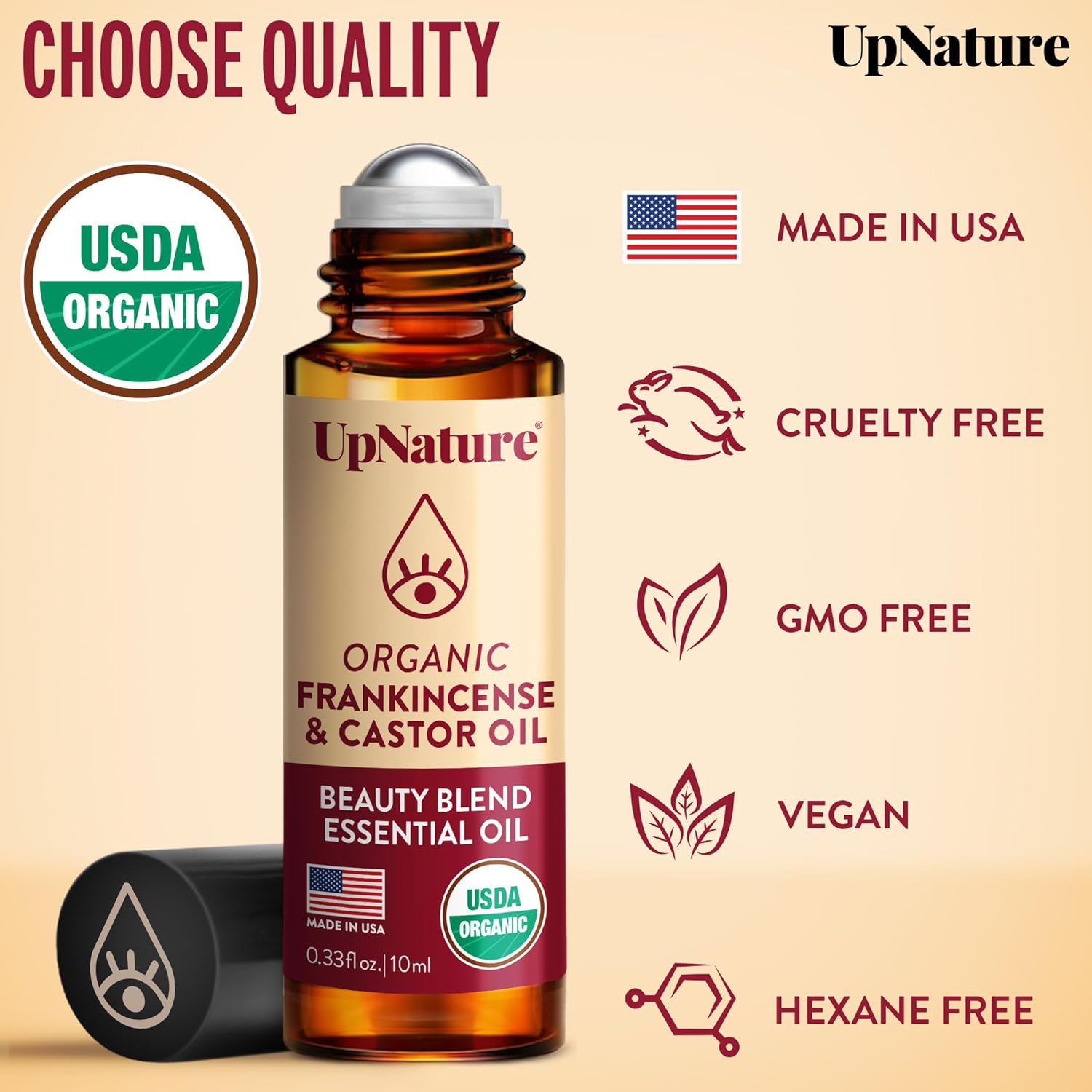 UpNature Beauty Essential Oil Blend Roll On - 100% Organic Castor Oil & Frankincense for Face - Wrinkles Dark Circles Under Eye Roller Ball Rollerball - Image 6