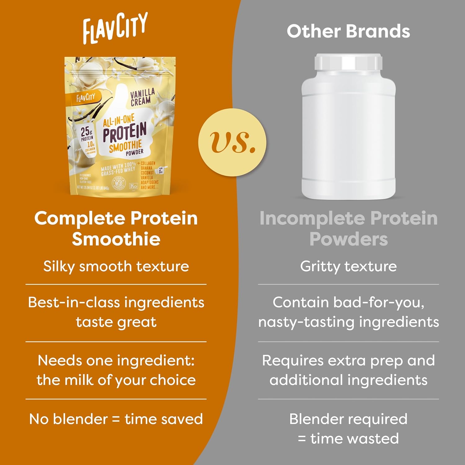 FlavCity Vanilla Smoothie Grass Fed Whey Protein Powder with Collagen 20 Servings - Image 6