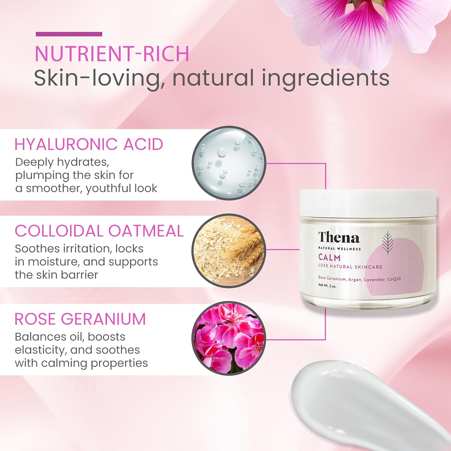 THENA CALM Face Moisturizer Cream Organic & Natural Skin Care, Ultra Hydrating With Hyaluronic Acid & Lavender Plant-based Skincare Anti aging Face Cream Dry Skin Facial Moisturizer For Women Men - Image 8