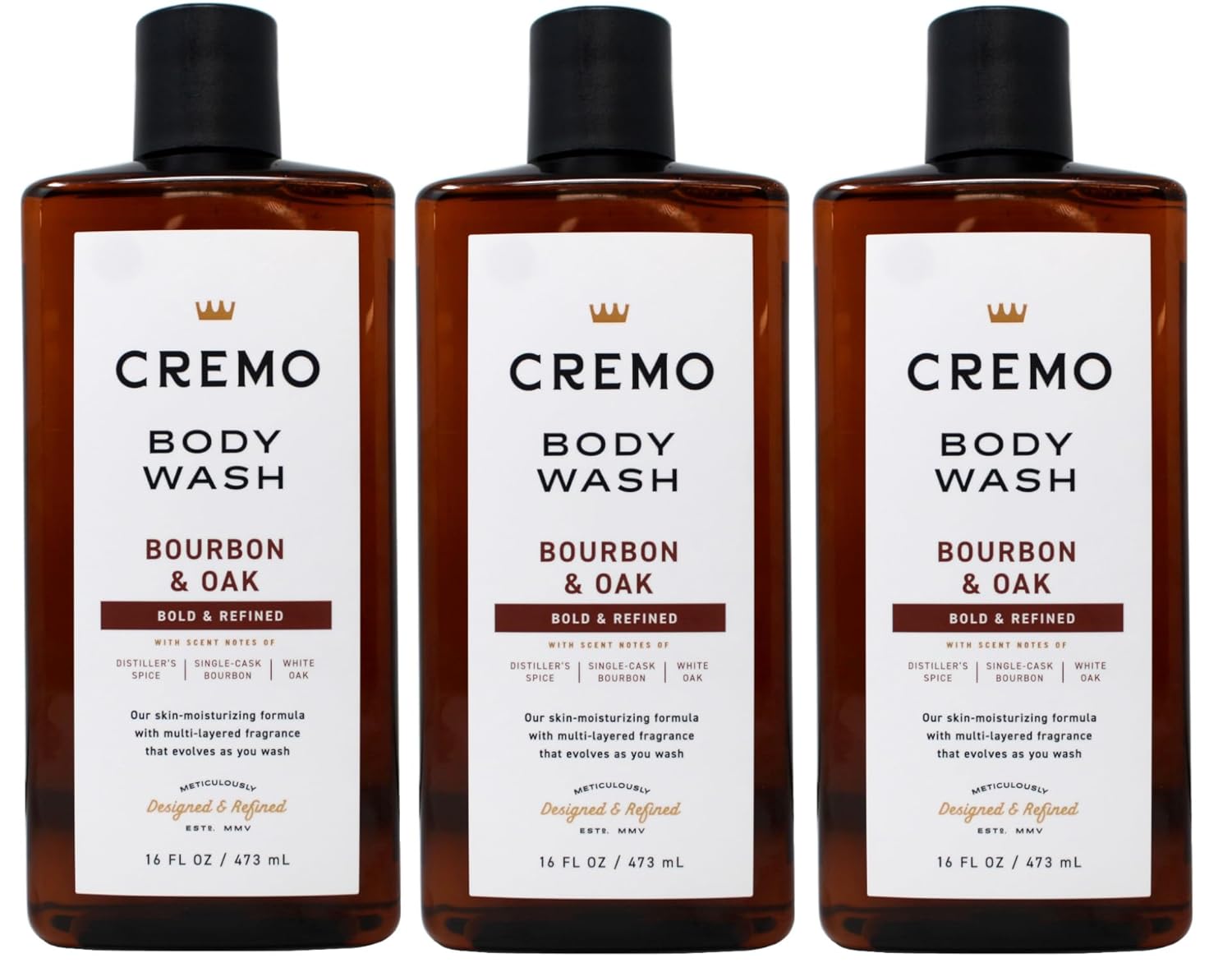 Cremo All Season Body Wash, Bourbon & Oak, 16 Ounce (Pack of 3)