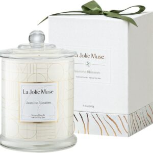 LA JOLIE MUSE Jasmine Candle, Mothers Day Gifts Candles for Women with Gift Box, Scented Candles for Home Scented, Luxury White Natural Soy Candle, 70 Hours 10 oz