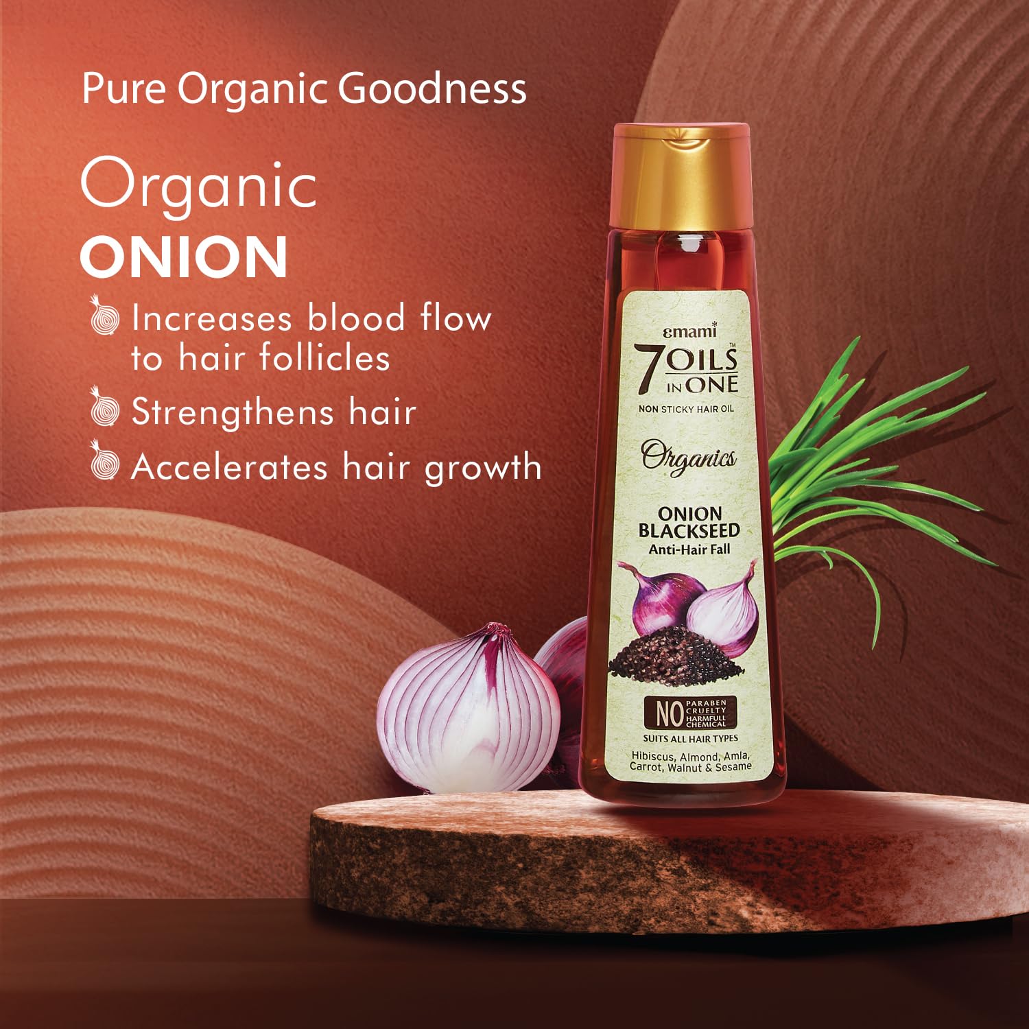 7-in-1 Hair Oil | Onion Blackseed Anti Hairfall Oil | Strengthens Hair Follicles | Fights Hair Loss & Breakage | Provides Thick & Shiny Hairs | 6.76 Fl Oz/200ml - Image 3