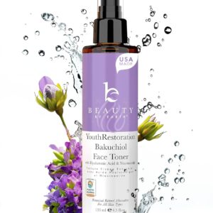 Bakuchiol Face Toner - USA Made with Natural & Organic Ingredients, Skin Toner for Oily and Acne Prone Skin, Spray Toner for Aging Skin, Smoothes Fine Lines & Wrinkles, Face Toner for Women Anti Aging