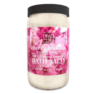 Dead Sea Collection Bath Salts with Cherry Blossom – Pure Dead Sea Salt and Sweet Cherry Oil - Nourishing Soothing and Relaxing Skin and Muscle – 34.2 Oz
