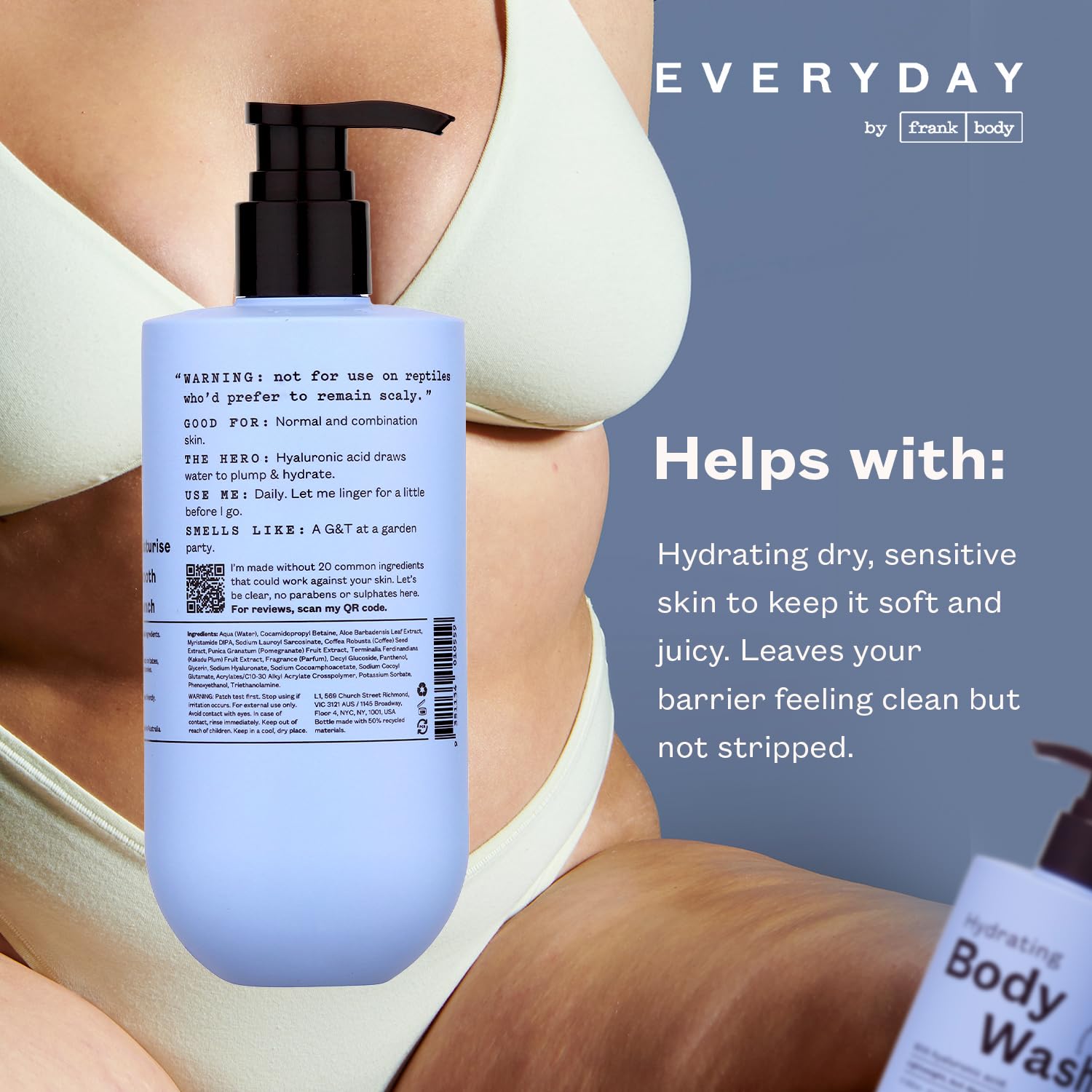 Frank Body Hydrating Body Wash 360mL Vegan Cruelty Free with Hyaluronic Acid Aloe Vera - Image 5