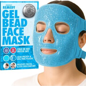 Perfect Remedy Face Ice Pack, Reusable Hot & Cold Ice Face Mask, Gel Compress for Helping with Puffy Eyes and aiding in Conditions of Swelling, Facial Spa Cooling Mask for Women and Men (Blue)