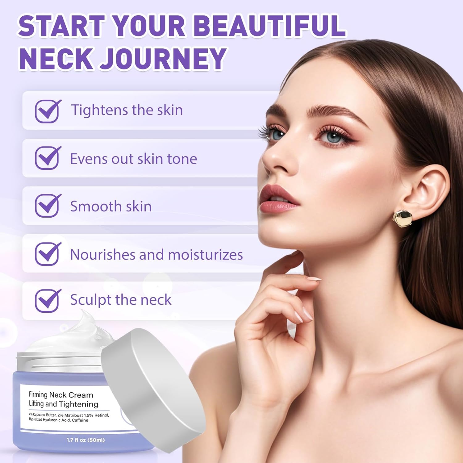 2 Pack Retinol Neck Firming Cream for Tightening and Anti-Aging, 1.7 oz Each - Image 2