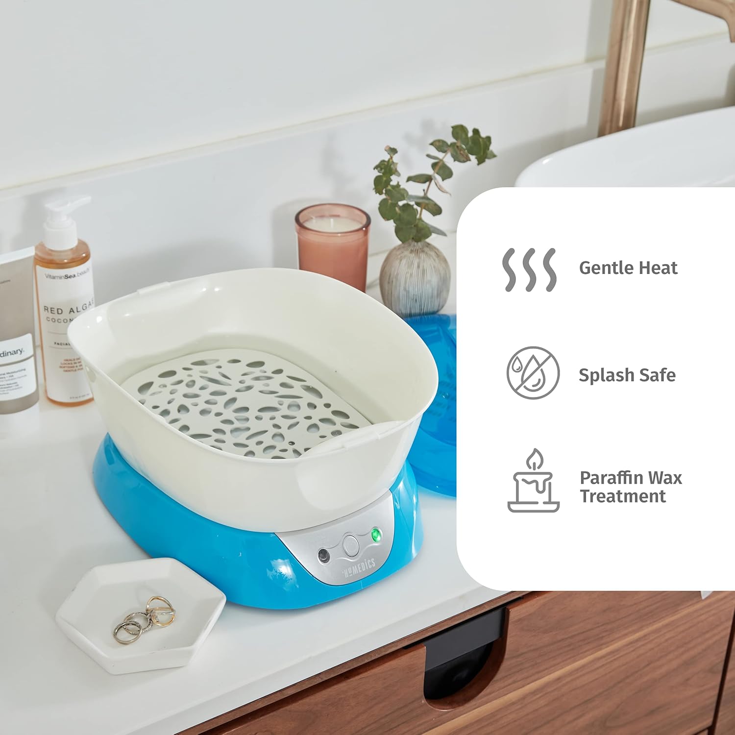 Homedics Paraffin Wax Machine for Hands - Hypoallergenic Hot Wax Hand Therapy Machine to Soothe and Moisturize Hands - Includes 3 Pounds of Wax and 20 Hand Liners - Image 5