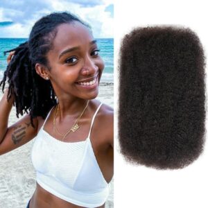 Afro Kinkys Bulk Human Hair for Dreadlocks Extensions Repair Locs, Twist Braiding Afro Kinky Human Hair for Locs 30 Gram/Pack Natural Black Color 12 inches