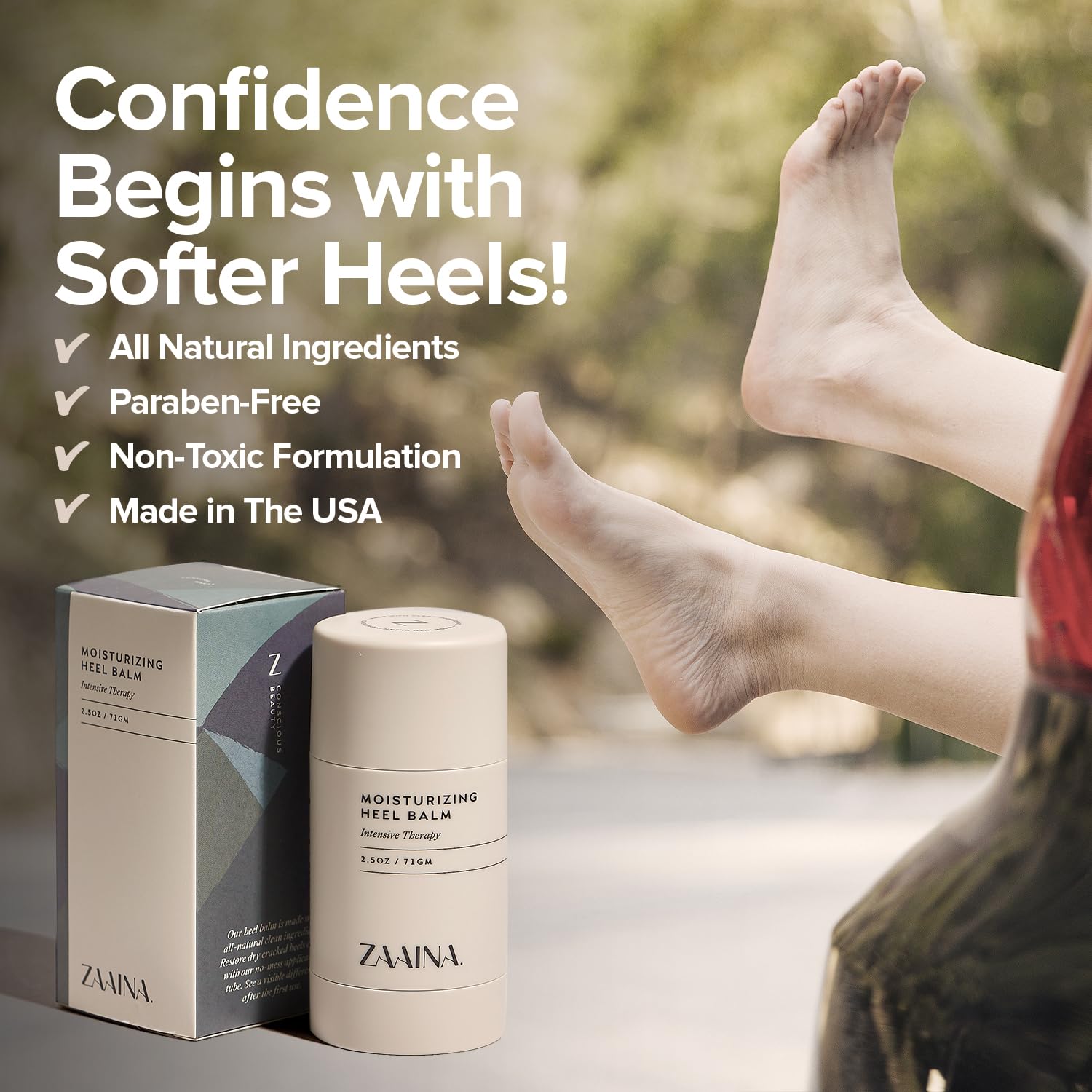 ZAAINA Intensive Heel Balm Stick 2.5 oz Moisturizing Cream for Calluses and Cracked Feet - Image 5