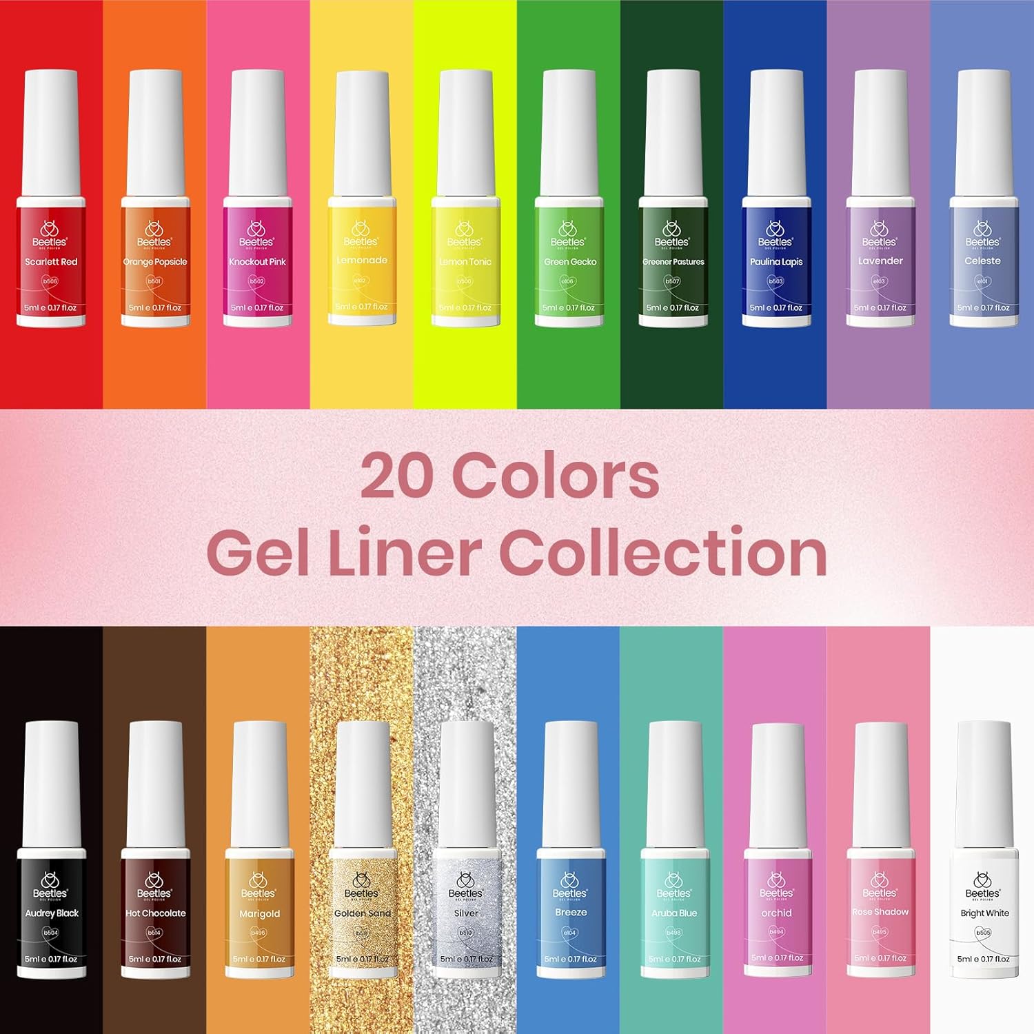 Beetles Pastel Gel Nail Polish Set French Tip Manicure Kit 15ml - Image 2