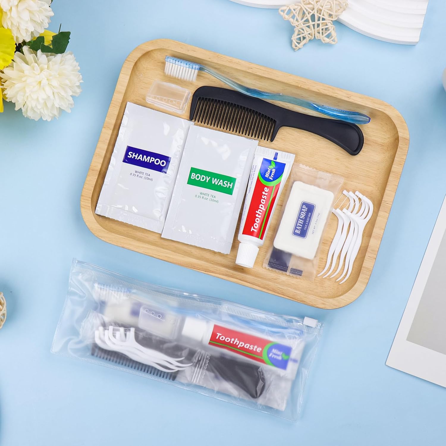 25 Piece Personal Hygiene Kit with Toothbrushes, Toothpaste, Soap, Shampoo, Floss Picks - Image 6