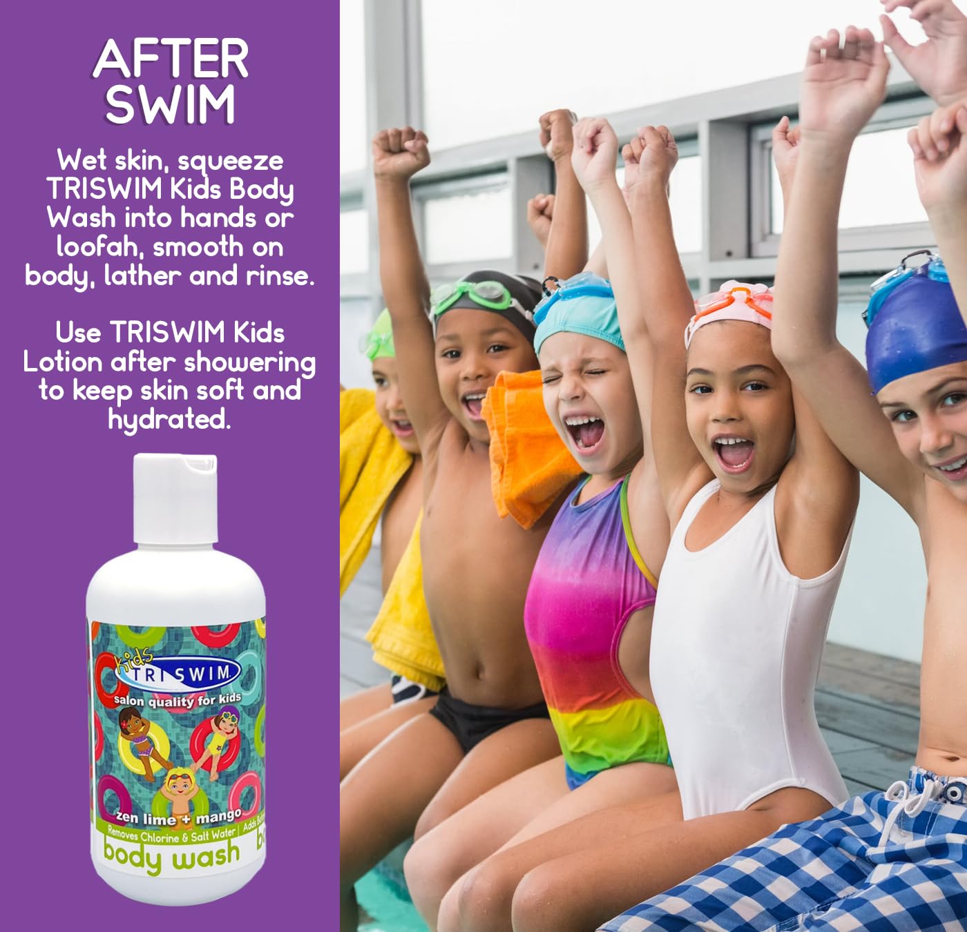 TRISWIM Chlorine Removal Body Wash 8.5oz | Removes Chlorine, Bromine, Hard Water Minerals & Saltwater | Hydrates & Restores Skin | Zen Lime + Mango Scent - Image 3