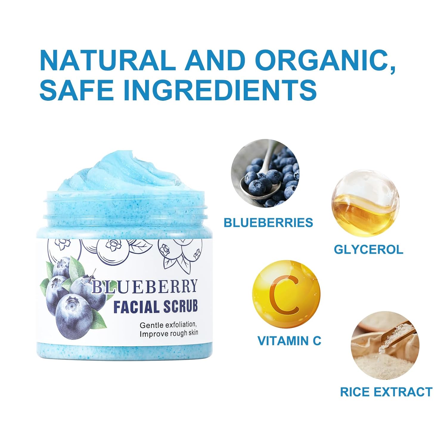 Face Scrub Blueberry Facial Scrubs Facial Exfoliator Facial Peeling Brightening Exfoliating Face Wash Cleanser For Dull Skin Blackheads Acne vitamin c scrub exfoliator scrub for Women Men - Image 5