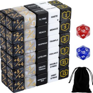 62PCS MTG Dice Counters Bulk Ability Keywords MTG Tokens Shield Life Counter Dice Set for Magic Card Accessories, Compatible with TCG Card Game Accessories CCG Creature Stats