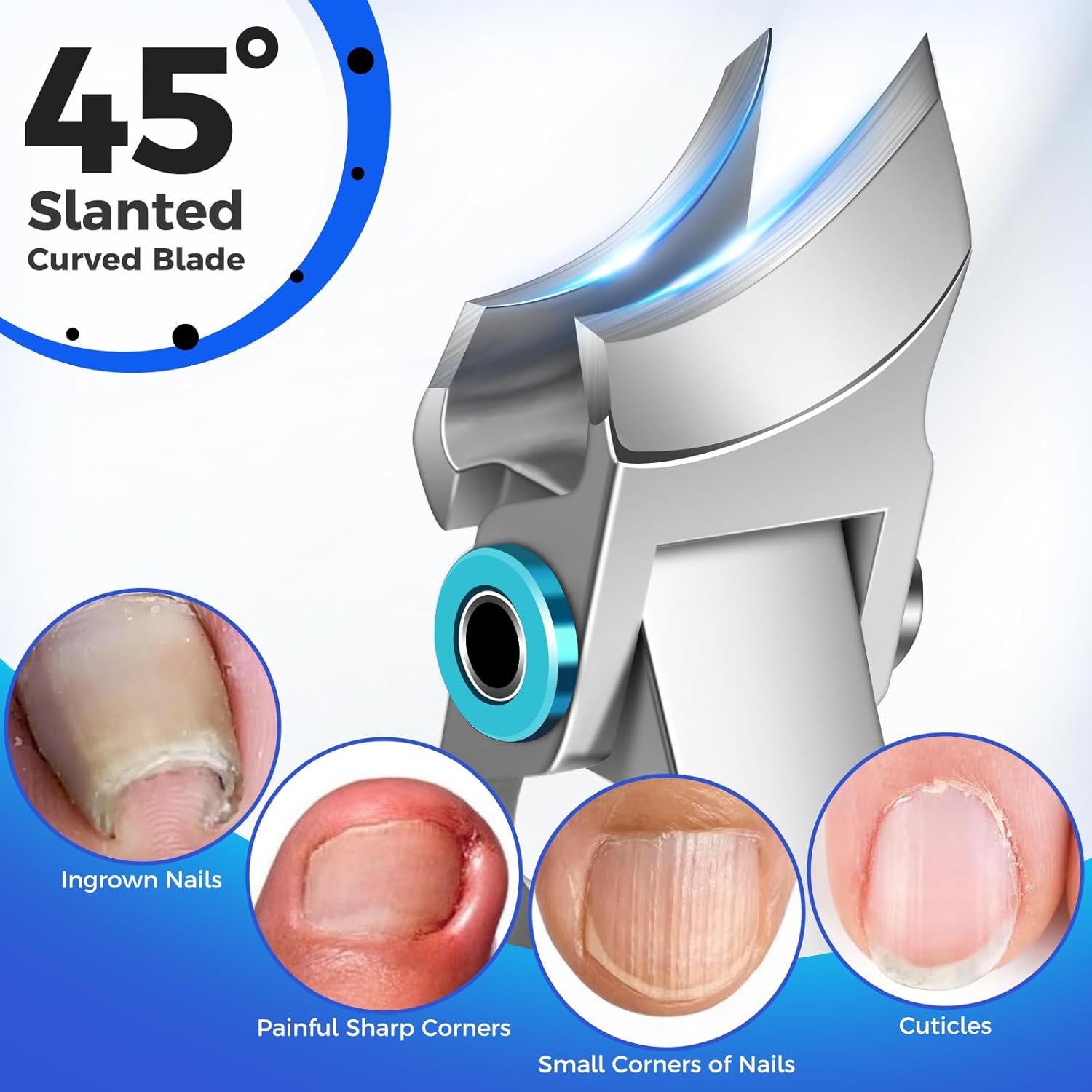 Toenail Clippers for Thick Toenails for Seniors, Slanted Nail Clippers for Men Thick Ingrown Nails with Wide Jaw Opening, Heavy Duty Curved Large Fingernail Ingrown Toenail Clippers - Image 3
