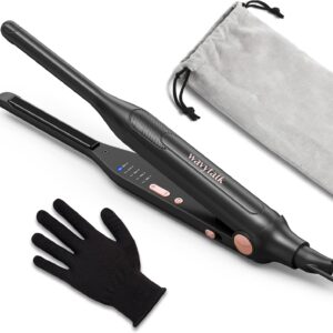 Wavytalk 3/10" Small Flat Iron, Pencil Flat Iron for Short Hair, Pixie Cut and Bangs, Curling Iron for Short Hair, Mini Hair Straightener for Edges with Anti-Pinch Design, Tiny Hair Straightener