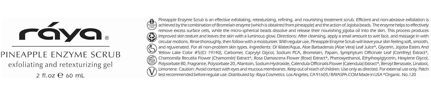 RAYA Pineapple Enzyme Facial Scrub (120) | Exfoliating and Refining Facial Scrub for Combination Skin | Creates a Glowing Complexion | Made with Pineapple Enzymes and Jojoba Beads - Image 7
