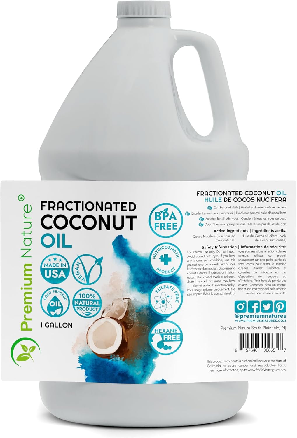 Fractionated Coconut Oil for Massage Cold Pressed Best Carrier for Essential Oils Mixing for Women Dry Skin Moisturizer for Body and Hair 1 Gallon Bottle Bulk Size - Image 2